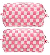 PAZIMIIK Checkered Makeup Bag for Purse Portable Zipper Make Up Pouch Small Cosmetic Case for Tra...