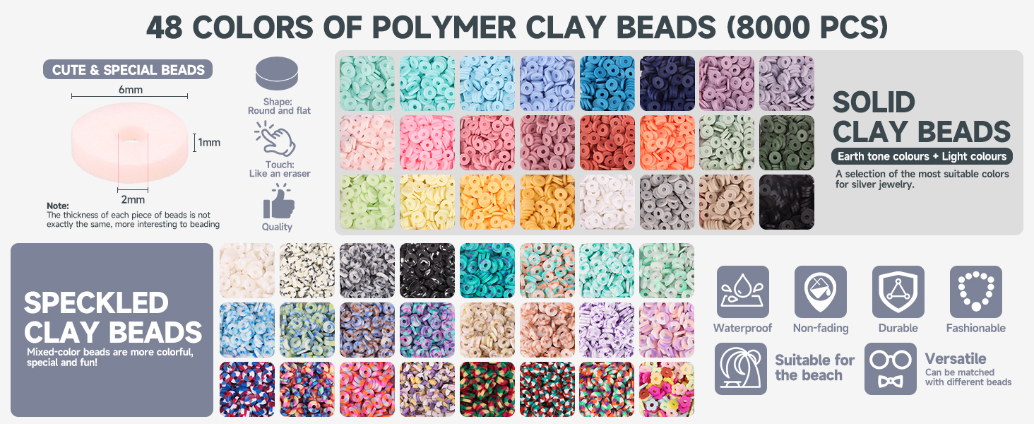 showing the 48 colors of polymer clay beads