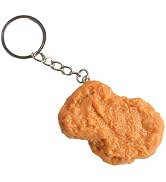 GANPUB 1Pc Yellow Chicken Nugget Keychain, Food Keychain, Simulation of Fried Chicken Nuggets Win...