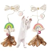 YUDANSI Cat Feather Toy 2pack,Retractable Cat Teaser Toys, Self-Adhesive Hanging Interactive Cat ...