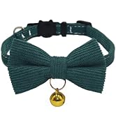 THAIN Cat Collar with Bow Tie and Bell, Breakaway Adjustable Cute Soft Corduroy Kitten Collars Sa...