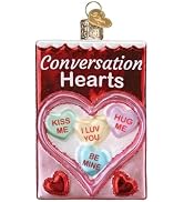 Old World Christmas Conversation Hearts Candy Box Glass Blown Ornament for Christmas Tree, Handcr...