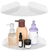 Sezanrpt 7x7 Inch Corner Shelf Wall Mount Set of 2, White Acrylic Corner Floating Shelves, Corner...