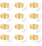 SINAMER 12 Pack Fairy Lights Battery Operated String Lights, 7ft 20 Led Waterproof Copper Wire Fi...
