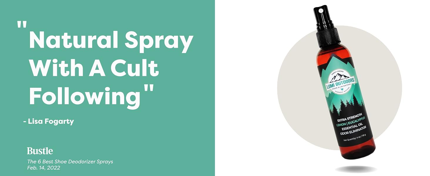 Lumi Outdoors Shoe Deodorizer Spray Shoe Smell Scent and Odor Remover