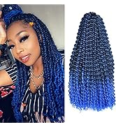 6 Packs Passion Twists Hair 18inch Ombre Blue Water Wave Crochet Hair for Butterfly Soft Locs Syn...
