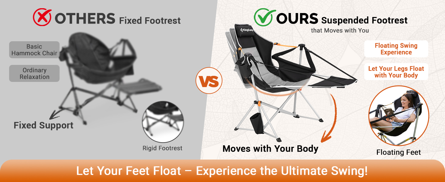 swinging hammock chair-With footrest, gentle front-back sway. Breathable fabric for all-day comfort