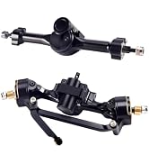 9imod SCX30 Axle with Brass Steering Knuckles (Black) | RC Front and Rear Axles with Steering Lin...