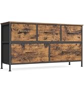 SONGMICS Dresser for Bedroom, Chest of Drawers, TV Stand, Steel, MDF, 5 Non-Woven Fabric Drawers,...
