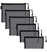 HRX Package Nylon Mesh Cosmetic Zipper Bags, 6PCS Black Makeup Pouches Travel Organizer Case for ...