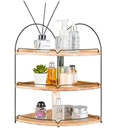 Edergoo 3 Tier Bathroom Organizer Countertop, Wood Corner Bathroom Counter Organizer, Versatile B...