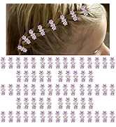 Mini Glitter Teeth Rhinestone Flower Hair Clips (Silver-Purple Crystal)