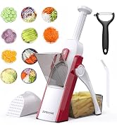 Safe Mandoline Slicer for Kitchen, Adjustable Thickness 0.1-8 mm, 5 in 1 Multi Vegetable Chopper,...