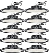 CHENGCHILIT LED High Bay Light 10 Pack, 100W 14000LM UFO Lights with US Plug 6.56ft 7000K Extreme...