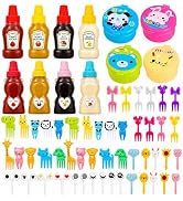 WXOIEOD 72 Pack Lunch Box Accessories, Including Mini Ketchup Bottle Bear Shaped Condiment Squeez...