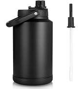 Sursip 1 Gallon Insulated Water Jug wtih Straw, Stainless Steel Large Sports one Gallon Water Bot...