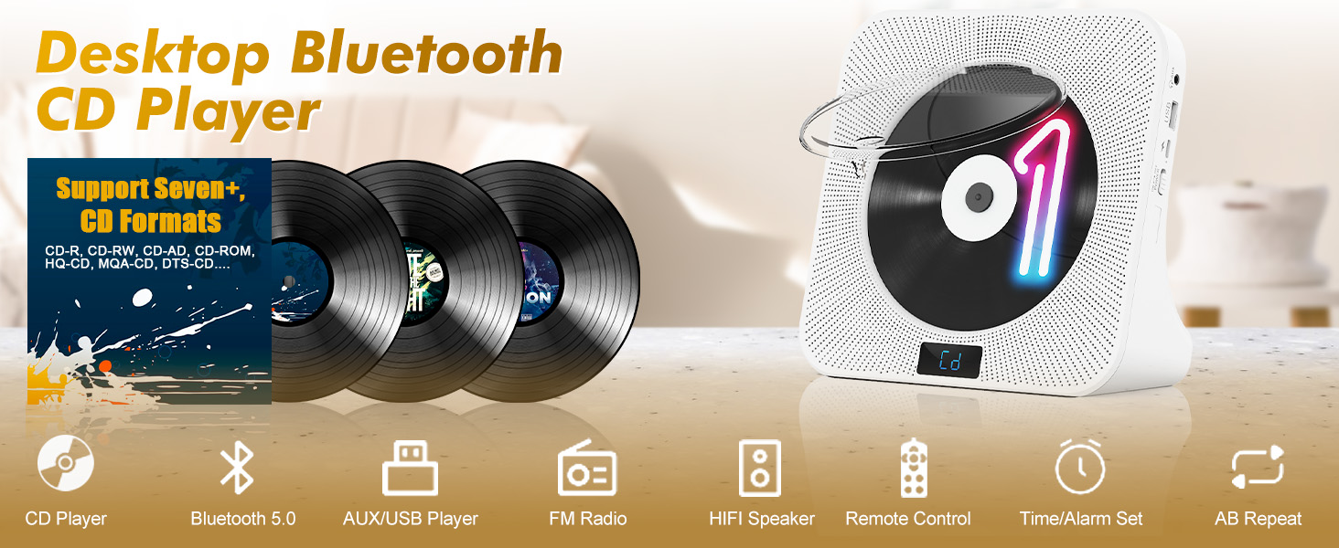 Desktop bluetooth cd player