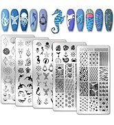 PH PandaHall 5pcs Ocean Theme Nail Stamping Sea Creature Nail Art Templates Shell Starfish Nail A...
