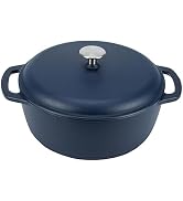 Basics Enameled Cast Iron Dutch Oven Pot with Lid, Dual Handles, Heavy-Duty, Oven Safe, Ro...