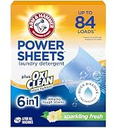 ARM & HAMMER Power Sheets Laundry Detergent Plus OxiClean Stain Fighters, 6in1, Sparkling Fresh S...