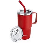 Sursip Insulated Coffee Mug with Handle and Lid, 24 oz Double Wall Vacuum Travel Thermal Coffee T...
