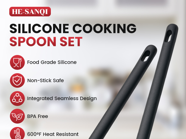 Silicone cooking spoon set