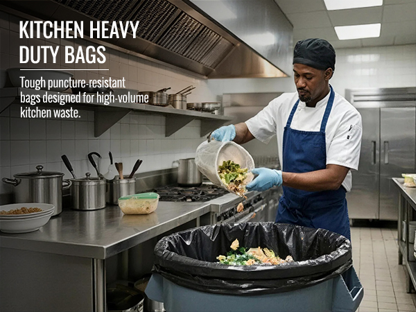 8 Gallon Trash Bags Heavy Duty - 30 Liters Black Garbage Bags Medium Leakproof and Unscented
