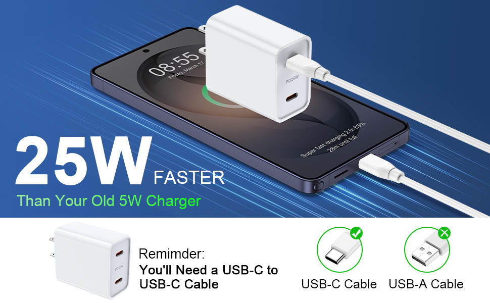 25W Samsung Fast Charger Android Charger Fast Charging