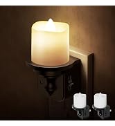 Flameless Candle Night Light, Night Lights Plug into Wall 2 Pack, LED Candle Night Light with Lig...