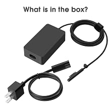 Power Supply: 3.54 x 1.97 x 0.98 inch,1x 44W surface charger,1x ac cord.