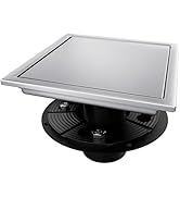 Elefloom Square Shower Drain, Silver Shower Drain 6 inch with Flange and 2 in 1 Tile-Insert Cover...