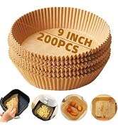 Air Fryer Liners Disposable,200PCS Victoyaw 9 Inch Round Air Fryer Parchment Paper Liners for 5-8...