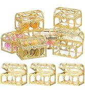 TEHAUX 10 Pack Plastic Treasure Chest Candy Boxes, Empty Gift Favor Boxes, 2.8" Mini Treasure Box...