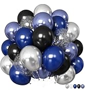 Froova Black Blue Silver Balloons 12 Inch Graduation Balloon Navy Royal Blue Metallic Silver Blac...
