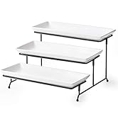 YHOSSEUN 3 Tier Serving Stand Tiered Serving Stand With 3 Porcelain Serving Platters Trays For De...