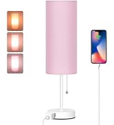 Dott Arts 18" Table Lamp for Bedroom, 3-Color Bedside Lamps with Pull Chain, Bedroom Table Lamps ...