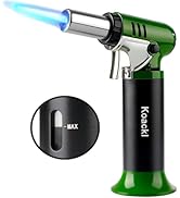 KOACKL Refillable Butane Torch with Fuel Gauge & Safety Lock - Adjustable Flame - Perfect for Wel...