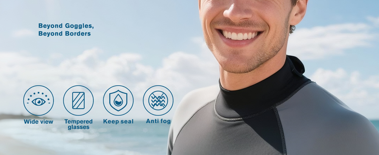 Scuba Diving Mask for Adults - Anti-Fog Swim Mask Wide View Swimming Goggles with Nose Cover
