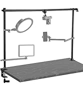 jusmo LS15 Desk Overhead Camera Mount Rig Top-Down Shots, Professional Aluminum Tabletop Multi-De...
