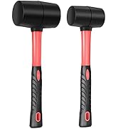 ZUZUAN Fiberglass Handle Rubber Mallet Hammer Set, 8 OZ and 16 OZ, Soft Blow Tasks without Damage...
