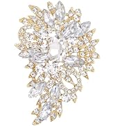 EVER FAITH Women's Austrian Crystal Wedding Flower Leaf Bouquet Brooch