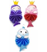 MURRI&MURRDI 3 Pcs Bath Loofah for Kids, Soft Child Sponge for Shower Animal Body Scrubber Kids C...