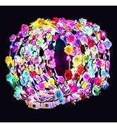 HONLYNE 54 PCS LED Flower Crowns Headbands, Light Up Flower Crowns For Women, Glow in the Dark He...