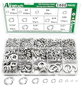 Aienxn 1000PCS Spring Lock Washers Assortment Kit, 9 SAE Sizes -#4, #6, #8, #10, #12, 1/4", 5/16"...