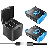 Battery Charger Station for GoPro Hero-9 Hero-10, 2 Pack Batteries Compatible with GoPro Hero 9 H...