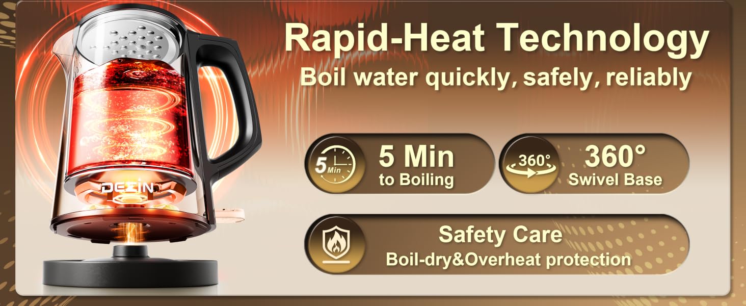 Rapid-Heat Technology Boil water quickly, safely, reliably