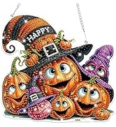 Bowetile Halloween Diamond Art Hanging Kits for Adults Kids, Pumpkin Diamond Art Suncatchers, 5D ...