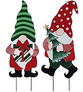 YEAHOME Outdoor Christmas Decorations for Home, Decorative Garden Stakes 2 Pack Gnomes for Christ...