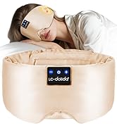 LC-dolida Luxurious Silk Soft Sleep Mask, Sleep Headphones with Bluetooth 5.4 for Side Sleeper, T...