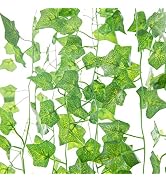 Naidiler 168 Ft 24 Strands Fake Ivy Leaves Artificial Ivy Garland Greenery Decor Faux Green Hangi...